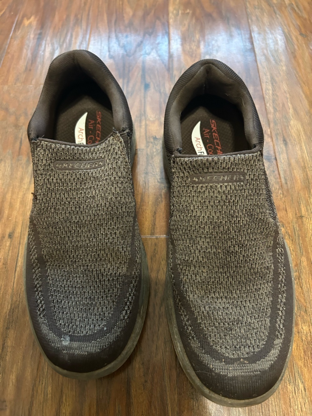 Men's Arch Fit Slip-On Sneakers Air-cooled Brown Tan Skechers Comfort - Picture 5 of 8